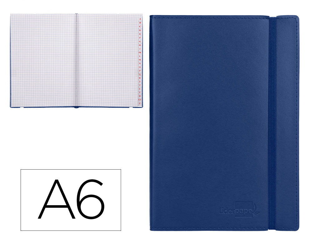 LIBRETA INDICE LIDERPAPEL SIMILPIEL A6 120 HOJAS 70GR COLOR AZUL