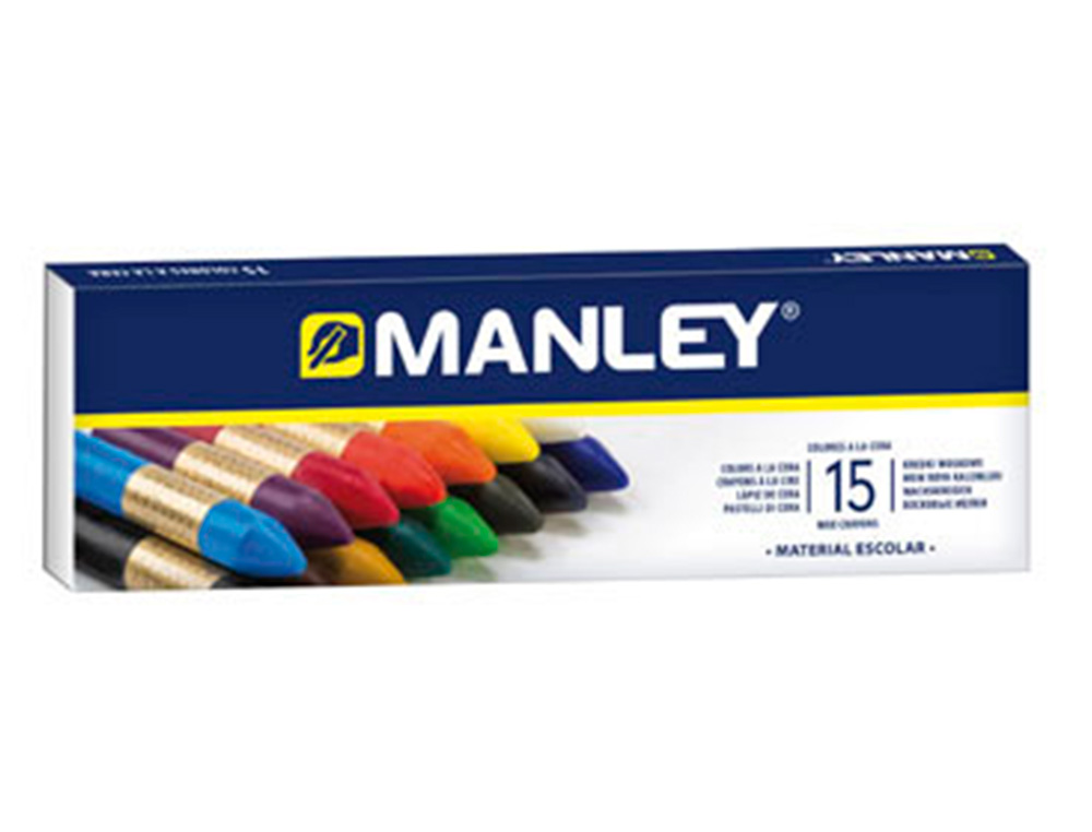 LAPICES CERA MANLEY CAJA DE 15 COLORES SURTIDOS