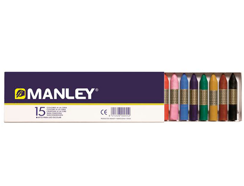 LAPICES CERA MANLEY CAJA DE 15 COLORES SURTIDOS
