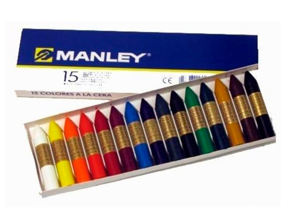 LAPICES CERA MANLEY CAJA DE 15 COLORES SURTIDOS