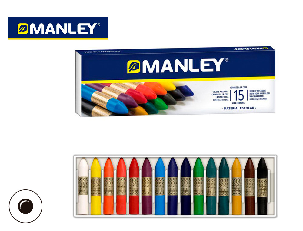 LAPICES CERA MANLEY CAJA DE 15 COLORES SURTIDOS